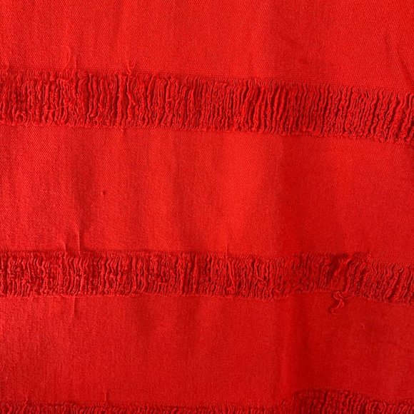 Zara Womens Red Fringe T-Shirt Shift Dress Size Large Cotton Pullover Crew Neck - Picture 7 of 12
